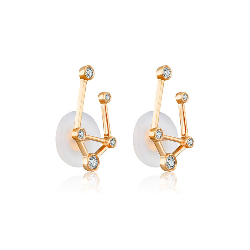 Libra Zodiac Constellation Earring 18k Gold & Diamond - Genevieve Collection