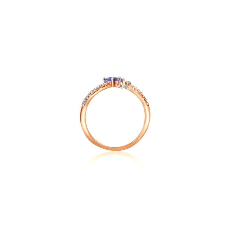 18k Gold Double Sapphire Connected Diamond Ring - Genevieve Collection