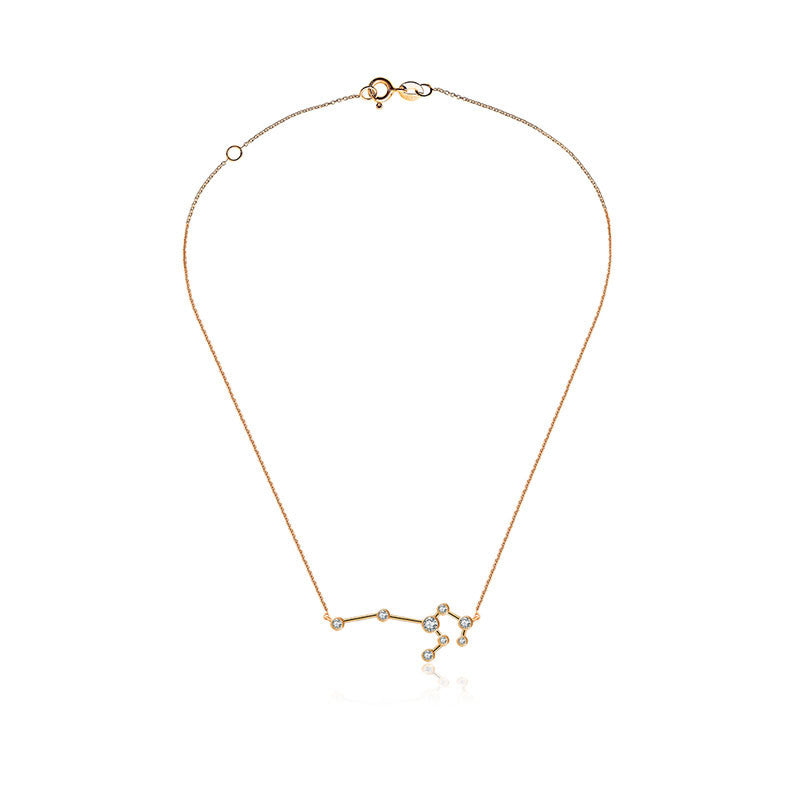 Leo Zodiac Constellation Necklace 18k Gold & Diamond - Genevieve Collection