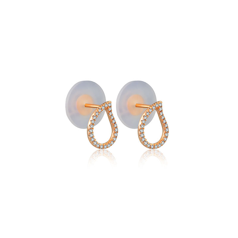 18k Gold Drop Shape Diamond Stud Earring - Genevieve Collection