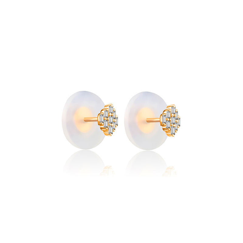 18k Gold Rectangle Diamond Stud Earring - Genevieve Collection