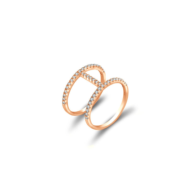 18k Gold Connected Line Diamond Ring - Genevieve Collection