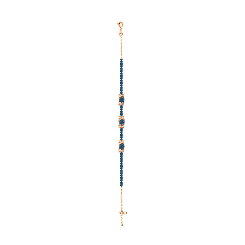 18k Gold Triple Sapphire Diamond Bracelet with Beaded Sapphire - Genevieve Collection