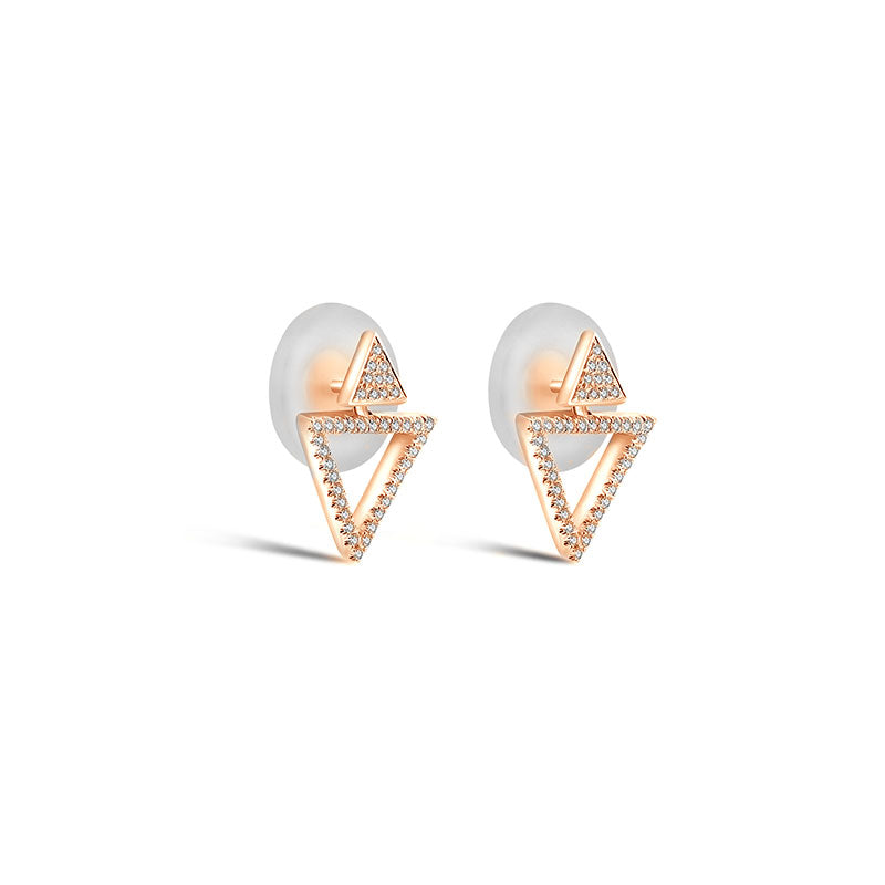 18k Gold 2 way Triangle Shape Diamond Earring - Genevieve Collection