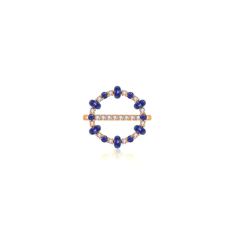 18k Gold 2 ways Beaded Sapphire and Diamond Ring - Genevieve Collection
