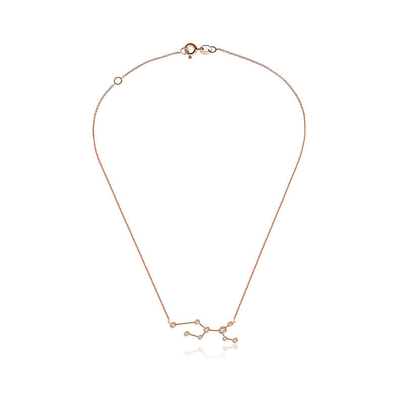 Virgo Zodiac Constellation Necklace 18k Gold & Diamond - Genevieve Collection