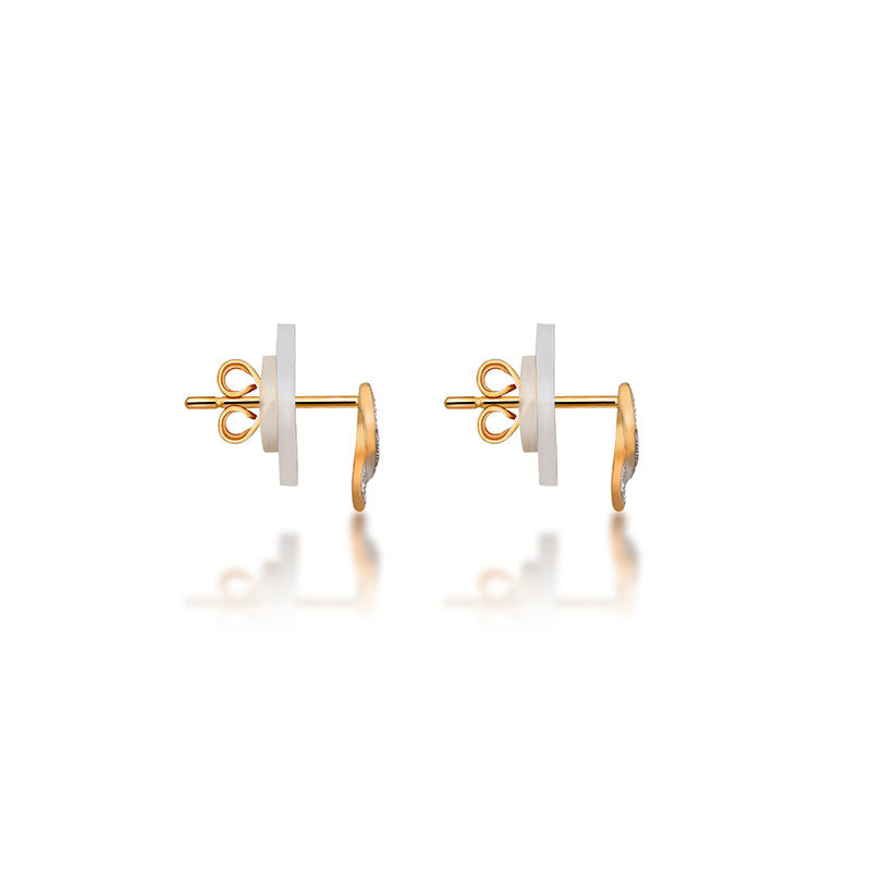 18k Gold Ribbon Stud Diamond Earring - Genevieve Collection