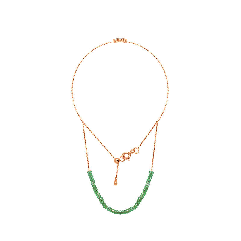 18k Gold Emerald Beaded Bracelet with Diamond Bangle - Genevieve Collection
