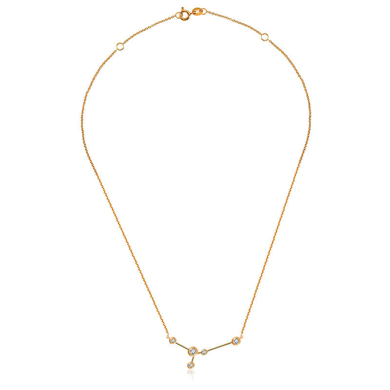 Cancer Zodiac Constellation Necklace 18k Gold & Diamond - Genevieve Collection