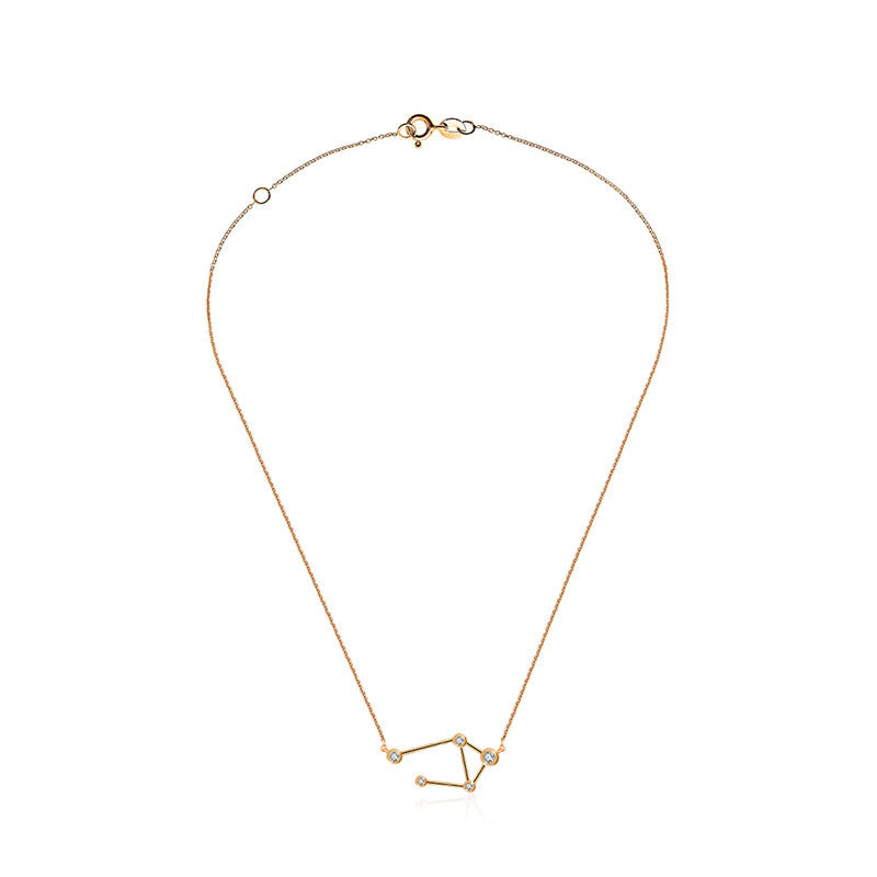 Libra Zodiac Constellation Necklace 18k Gold & Diamond - Genevieve Collection
