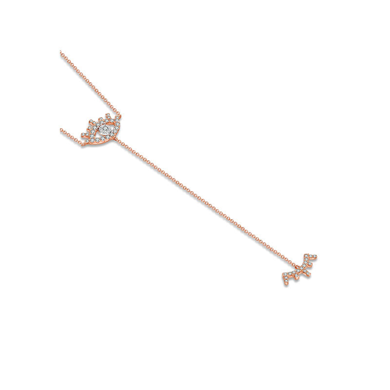 18k Gold Evil Eye Diamond Dangle Necklace - Genevieve Collection