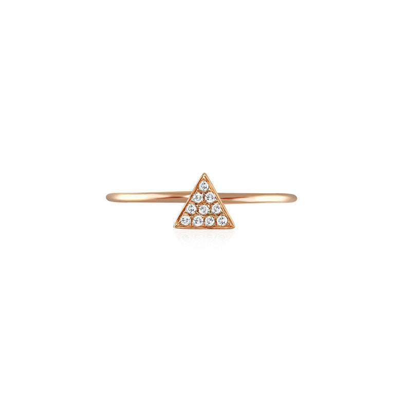 18k Gold Triangle Shape Pave Diamond Ring - Genevieve Collection