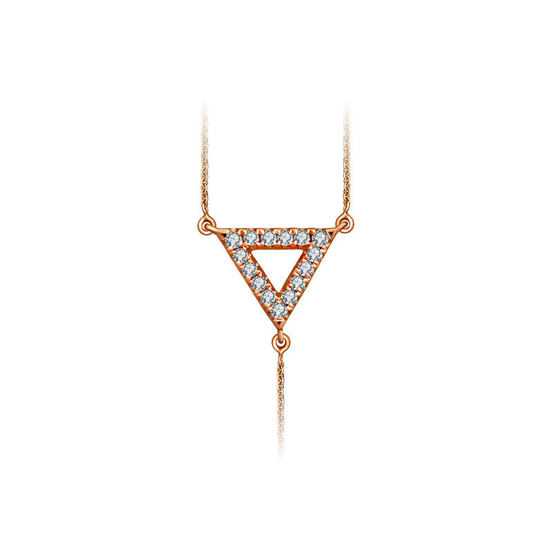 18k Gold Hollow Triangle Dangling Diamond Necklace - Genevieve Collection
