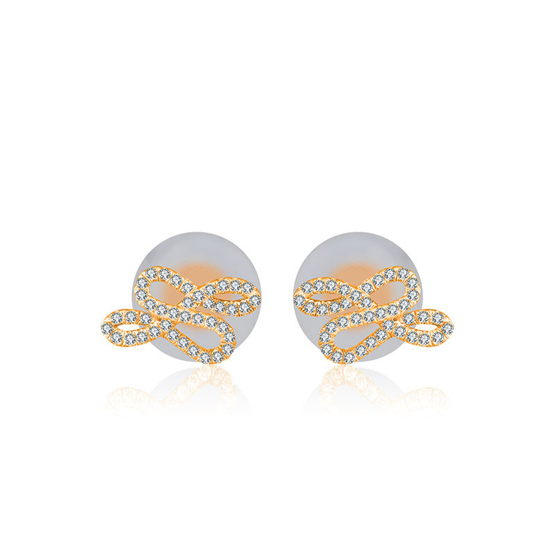 18k Gold Quadruple Curves Diamond Earring - Genevieve Collection