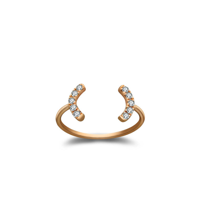18k Gold Bracket Diamond Midi / Pinky Ring - Genevieve Collection