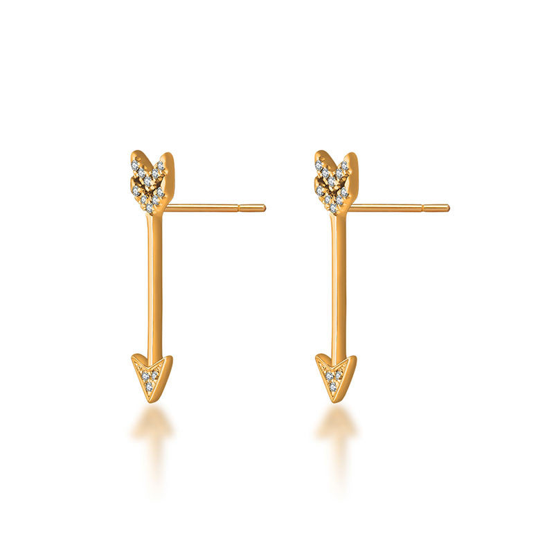 18k Gold Diamond Arrow Upward Earring - Genevieve Collection