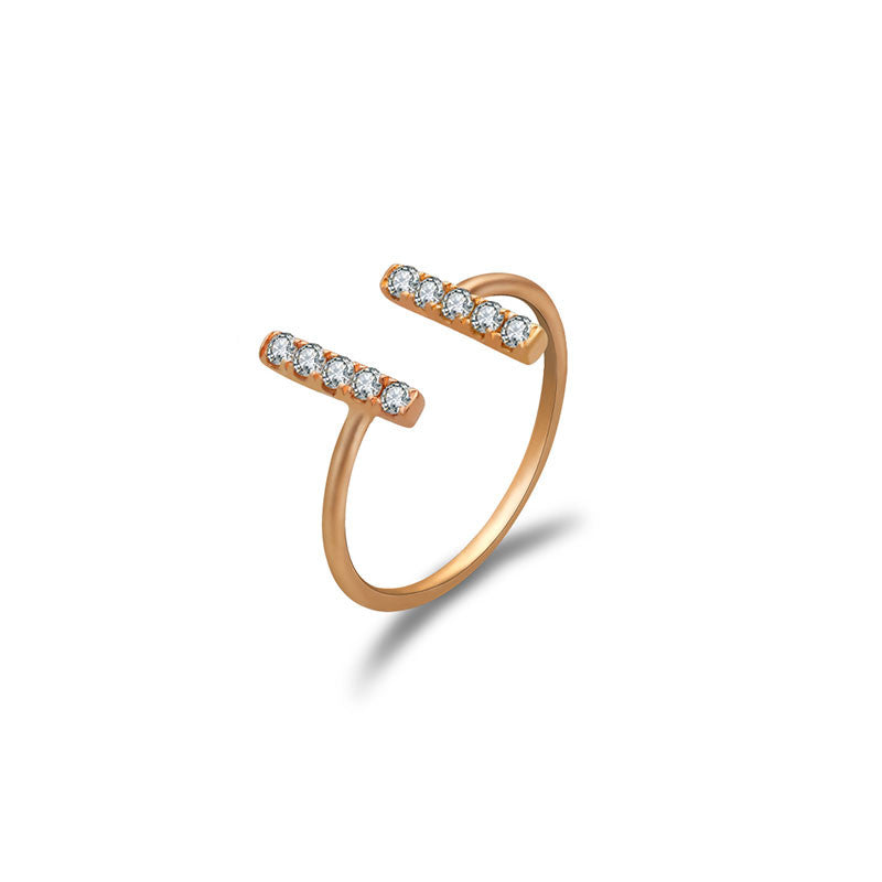18k Gold Strokes Diamond Midi / Pinky Ring - Genevieve Collection