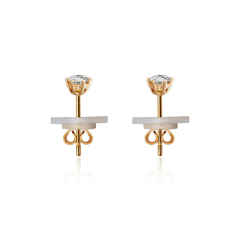 18k Gold Single Diamond Stud Earring With Six Claw Setting - Genevieve Collection