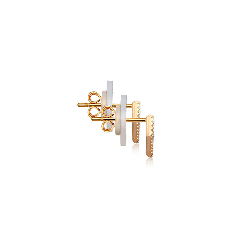 18k Gold Hollow Geometry Diamond Earring - Genevieve Collection