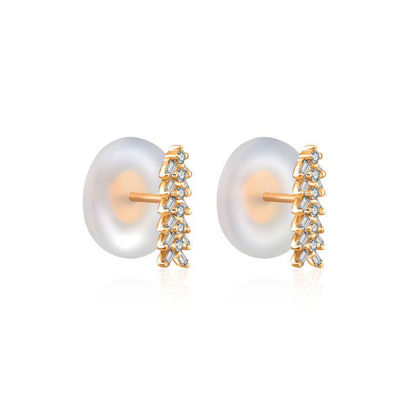 18k Gold Arrow Shape Rectangle Diamond Earring - Genevieve Collection