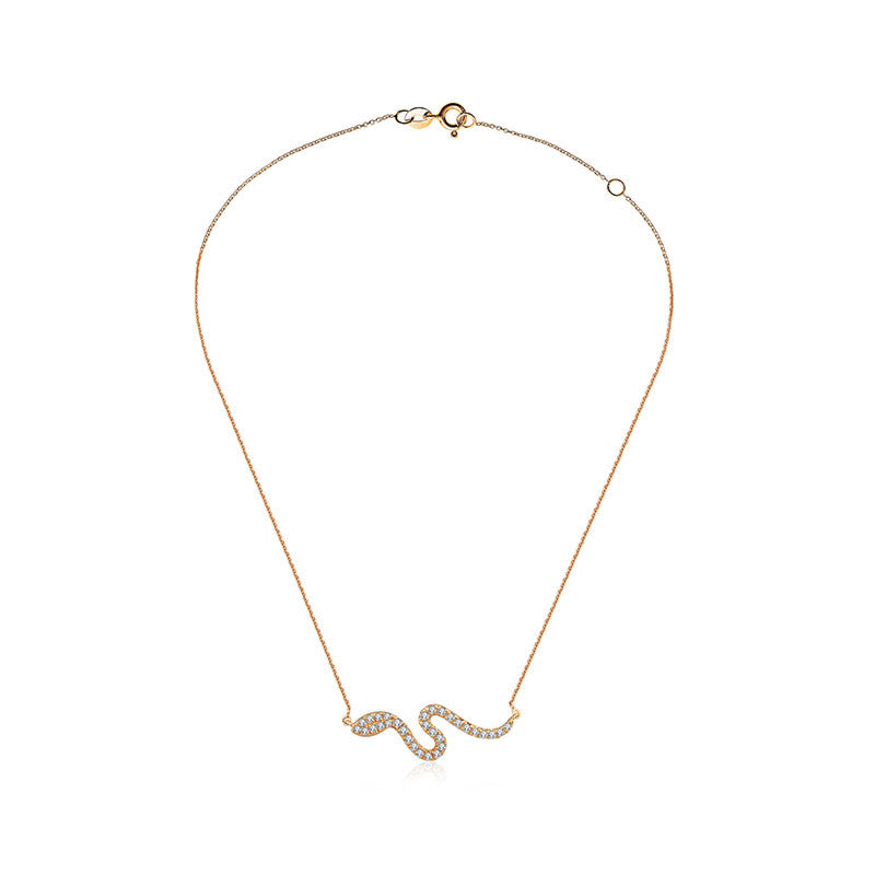 18k Gold Snake Shape Diamond Necklace - Genevieve Collection