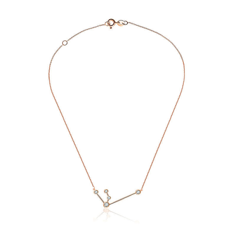 Aquarius Zodiac Constellation Necklace 18k Gold & Diamond - Genevieve Collection