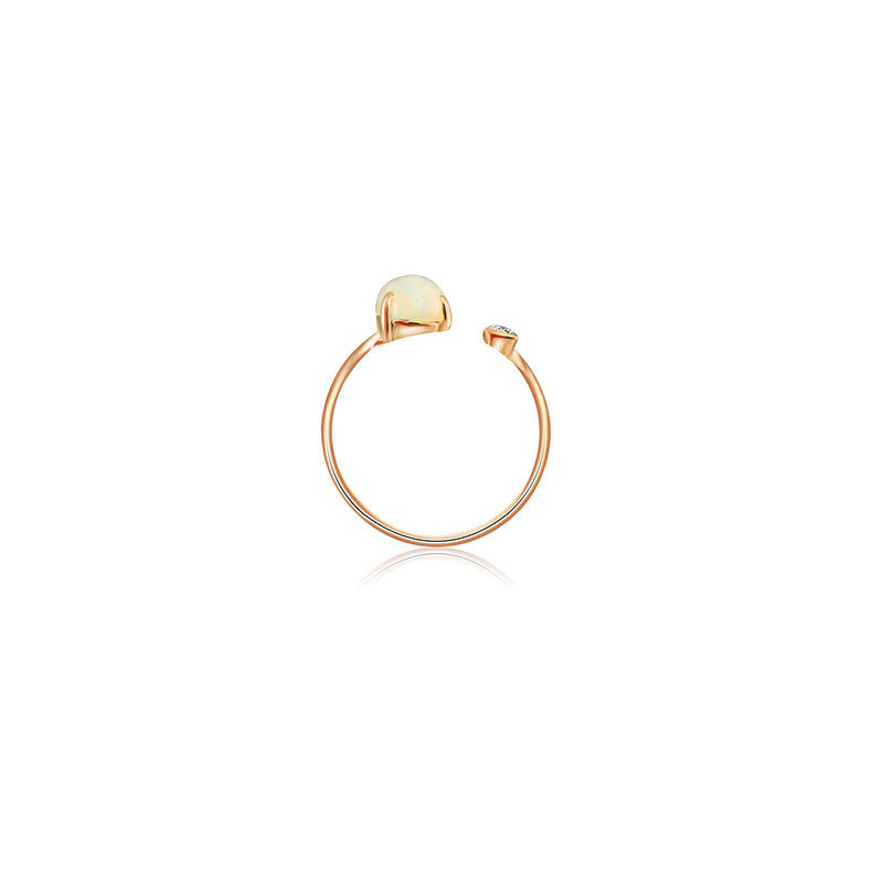 18k Gold Opal Open Diamond Ring - Genevieve Collection