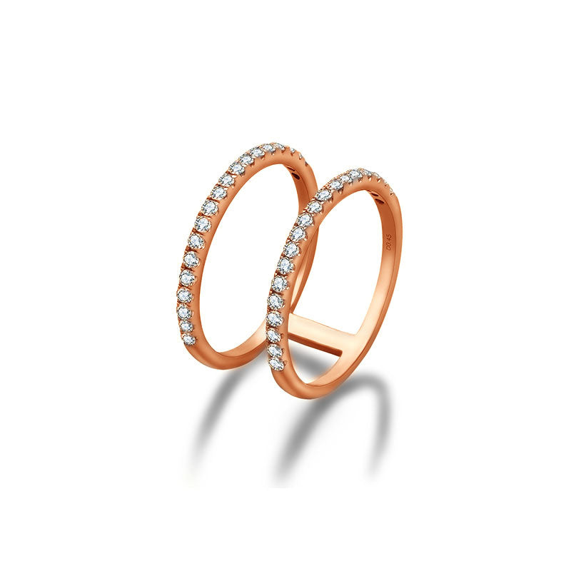 18k Gold Double Line Diamond Ring - Genevieve Collection