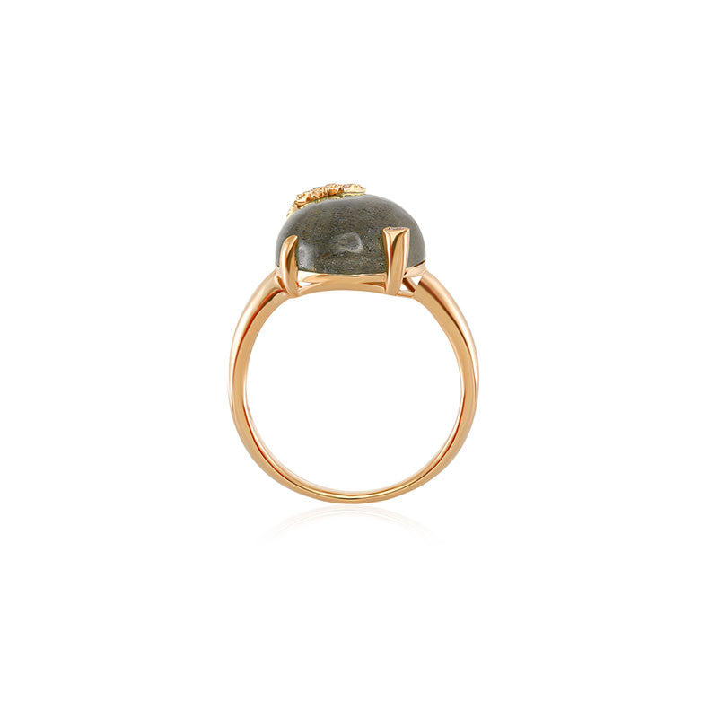 18k Gold Labradorite Diamond Ring - Genevieve Collection