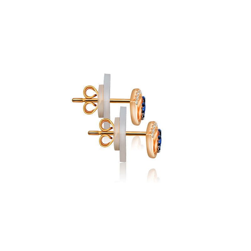 18k Gold Evil Eye Sapphire Diamond Earring - Genevieve Collection