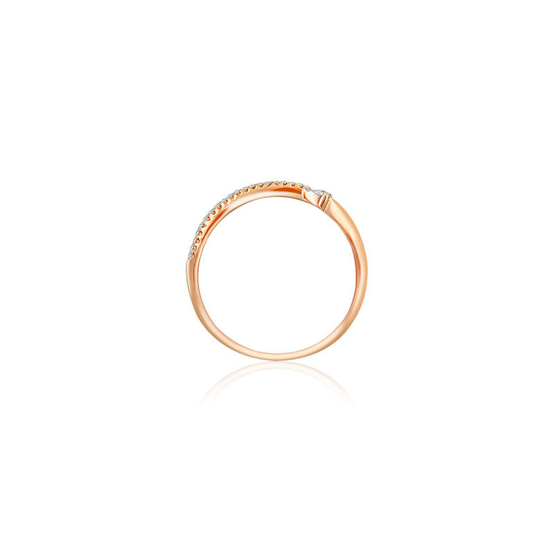 18k Gold Double Arrow Spiral Diamond Ring - Genevieve Collection
