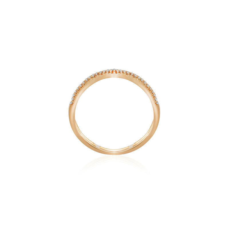 18k Gold Double Wave Line Diamond Ring - Genevieve Collection