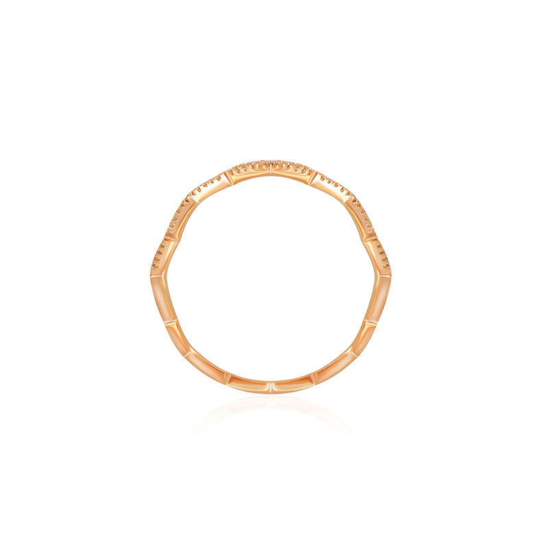 18k Gold Zigzag Diamond Ring - Genevieve Collection