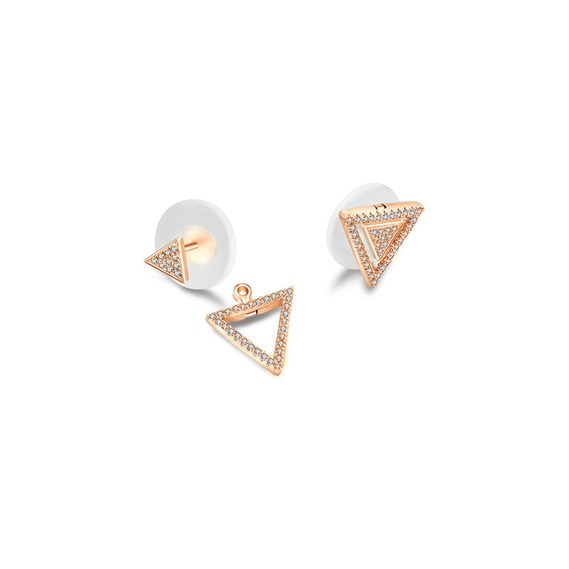 18k Gold 2 way Triangle Shape Diamond Earring - Genevieve Collection