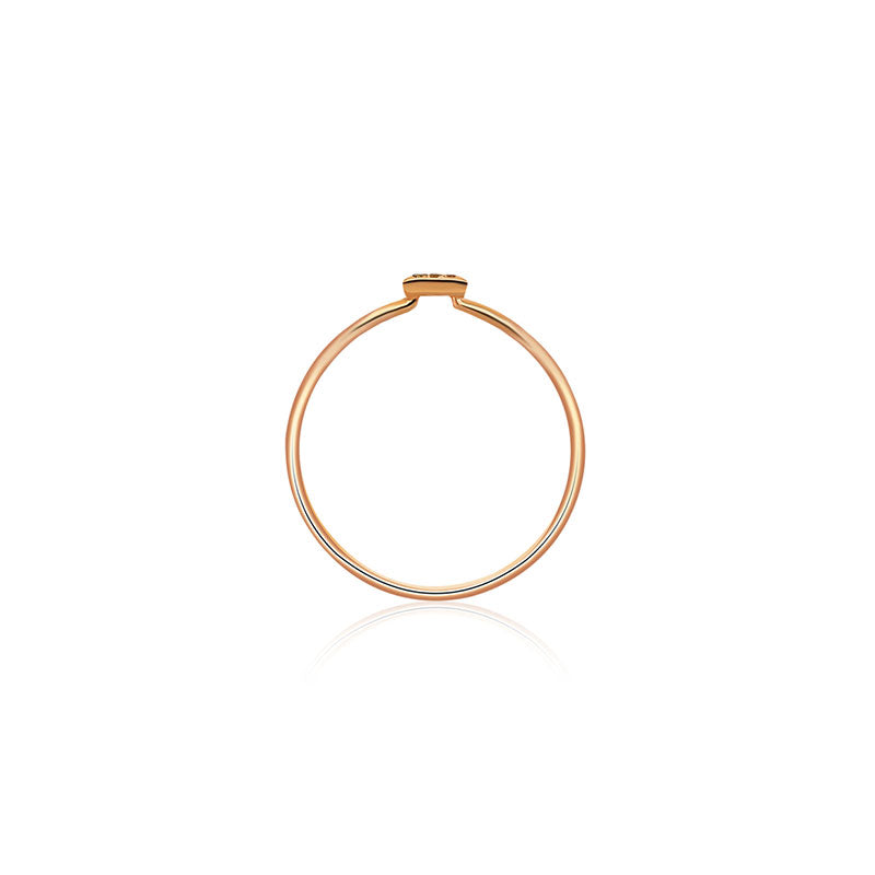 18k Gold Small Triangle Shape Pave Diamond Ring - Genevieve Collection