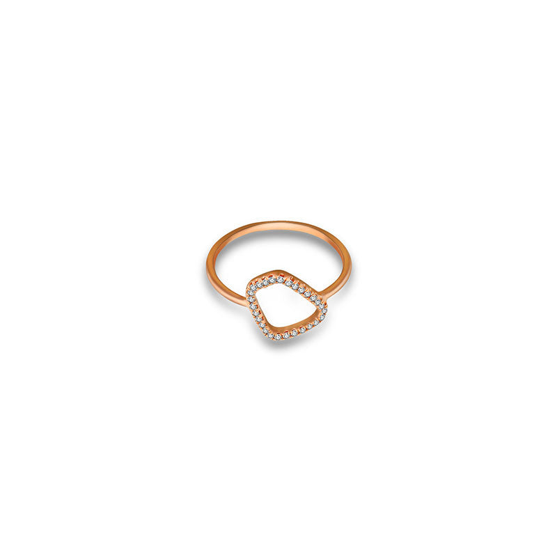 18k Gold Hollow Stone Shape Diamond Ring - Genevieve Collection
