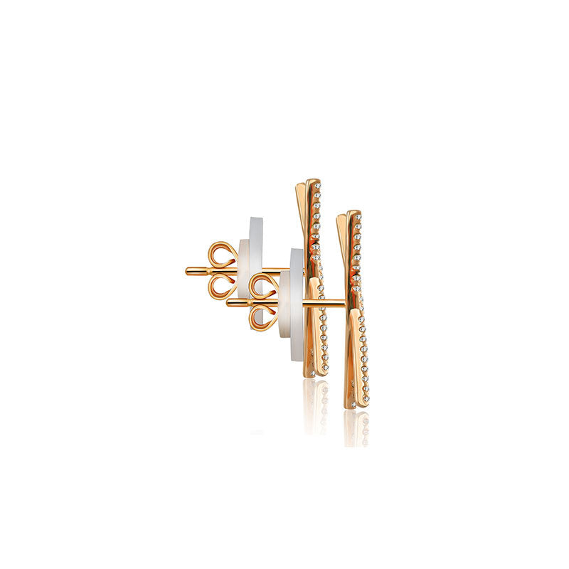 18k Gold Cross Diamond Earring - Genevieve Collection