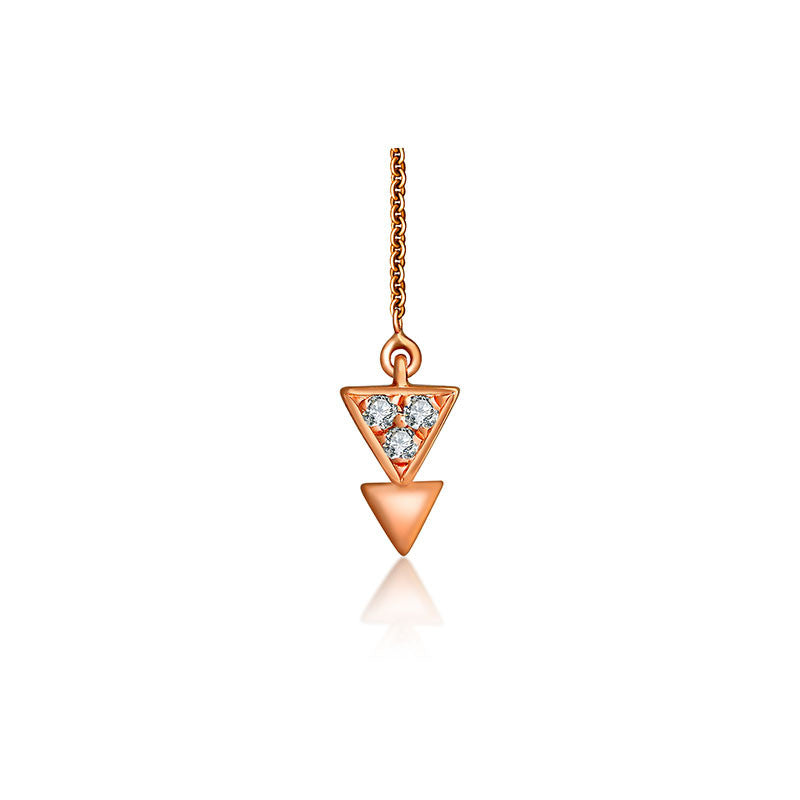 18k Gold Hollow Triangle Dangling Diamond Necklace - Genevieve Collection