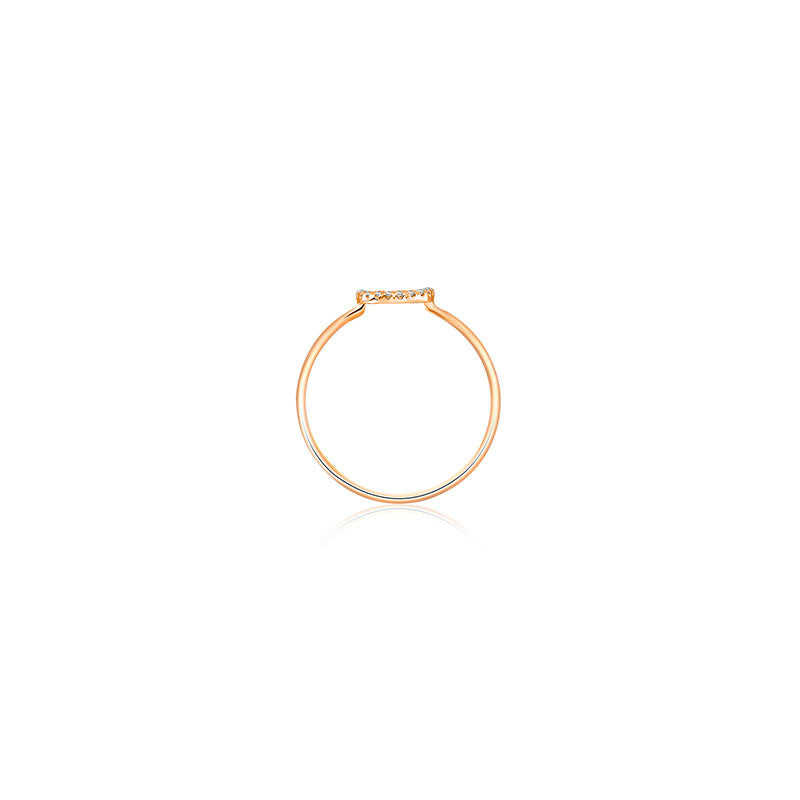 18k Gold Hollow Round Pave Diamond Ring - Genevieve Collection