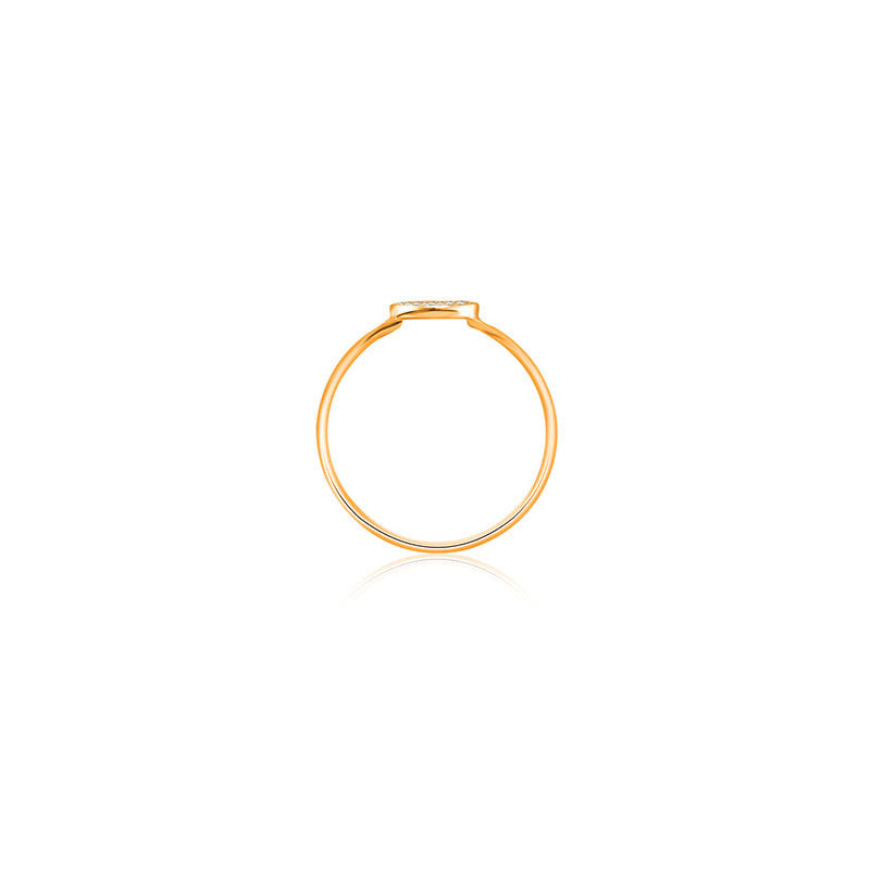 18k Gold Round Shape Pave Diamond Ring - Genevieve Collection