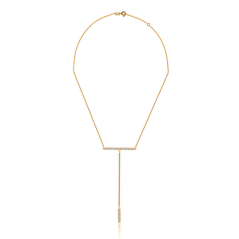 18k Gold Line Dangling Diamond Necklace - Genevieve Collection
