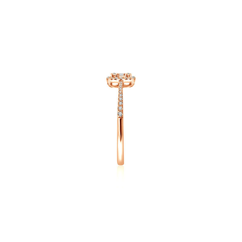18k Gold Double Halo Diamond Ring - Genevieve Collection