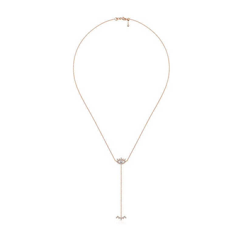 18k Gold Evil Eye Diamond Dangle Necklace - Genevieve Collection