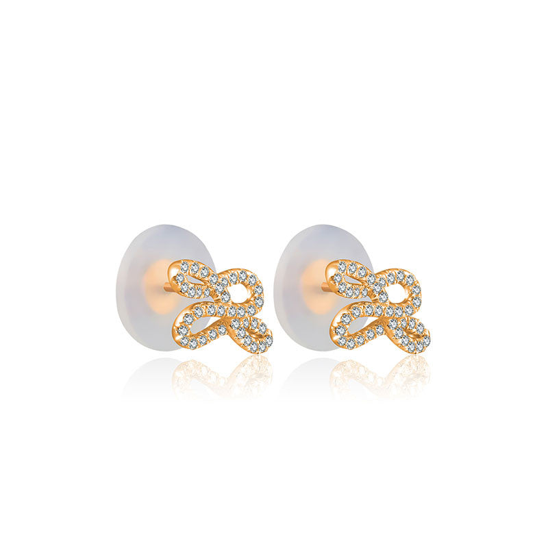 18k Gold Quadruple Curves Diamond Earring - Genevieve Collection