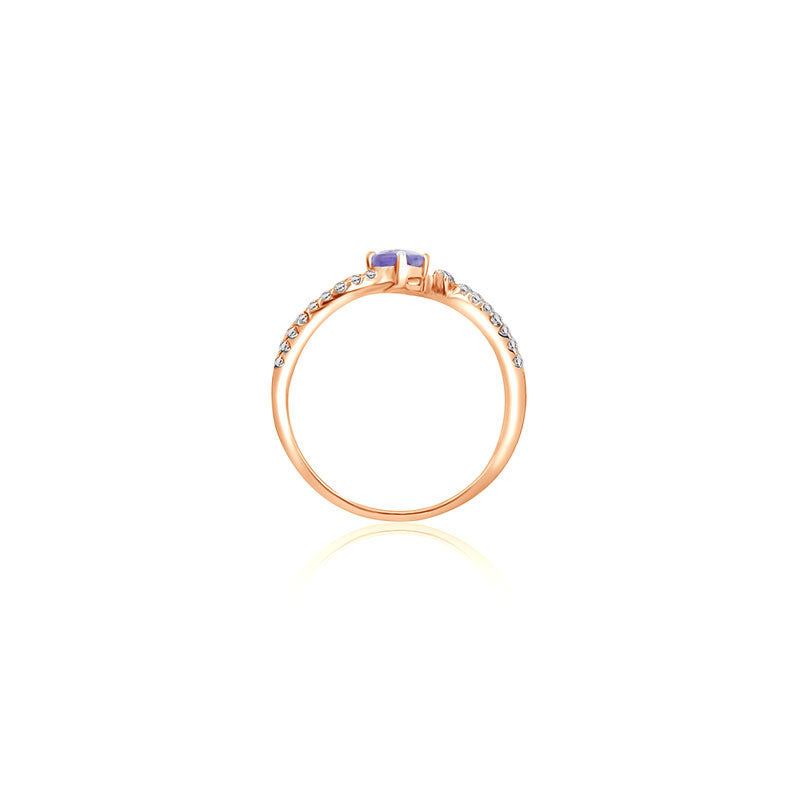 18k Gold Single Sapphire Connected Diamond Ring - Genevieve Collection