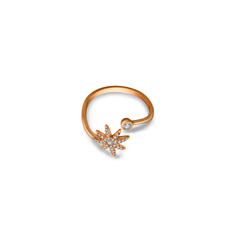 18k Gold Star Open Diamond Ring - Genevieve Collection