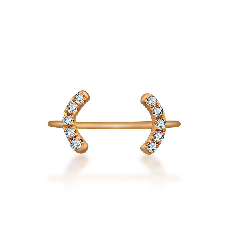 18k Gold Bracket Diamond Midi / Pinky Ring - Genevieve Collection