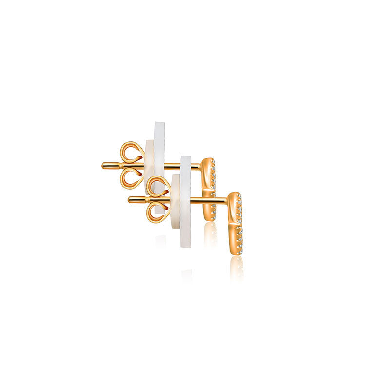 18k Gold Hollow Diamond Shape Diamond Earring - Genevieve Collection