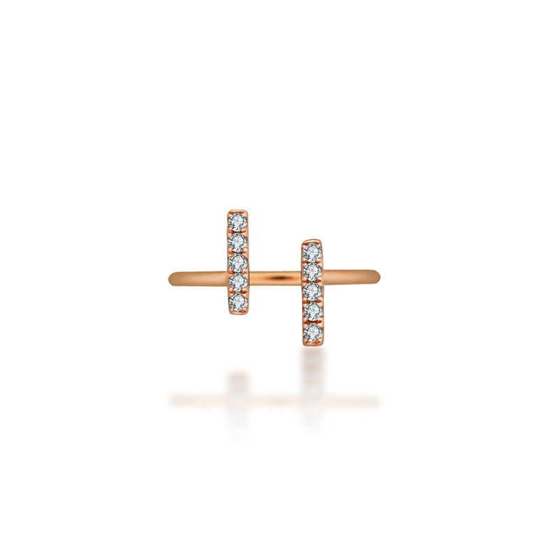 18k Gold Strokes Diamond Midi / Pinky Ring - Genevieve Collection