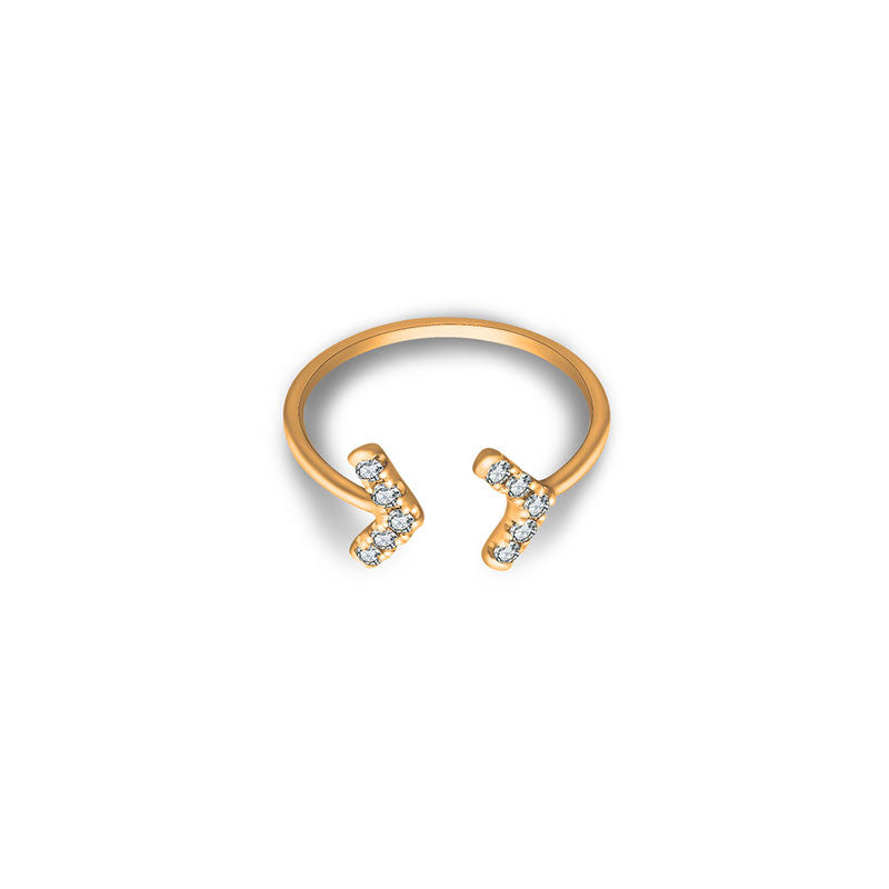18k Gold Double Arrow Diamond Midi / Pinky Ring - Genevieve Collection